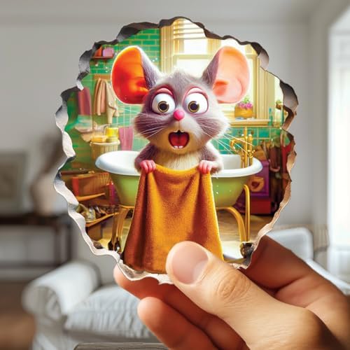 Funny 3D Mouse Shower Wall Sticker – Removable Mousehole Bathroom Décor for Kids or Whimsical Homes by MICESTERPIECE
