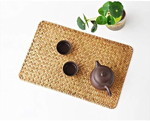 4 Pack Rectangular Woven Placemats, Natural Seagrass Place Mats, 17" x 12", Rattan Wicker Table Mats for Dining Table