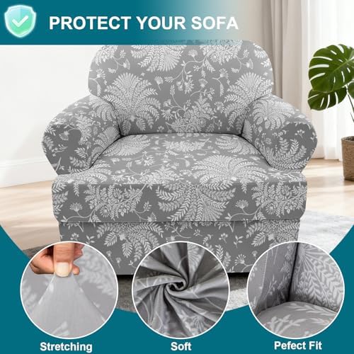 NILUOH 2-Piece T-Cushion Armchair Slipcover, Stretch Chair Cover with Separate Seat Cushion Cover, Soft Washable Furniture Protector for Living Room