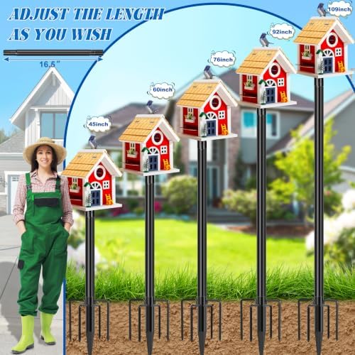 Ottsuls 2 Pack 109 Inch Heavy Duty Bird Feeder Pole Kit for Wild Birds, with 5-Prong Base Feeding Station, Adjustable Birdhouse Stand