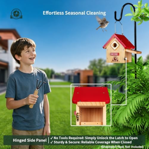 SISTERBIRD Wren Bird Houses for Outside, Red Hanging Wren House, Gifts