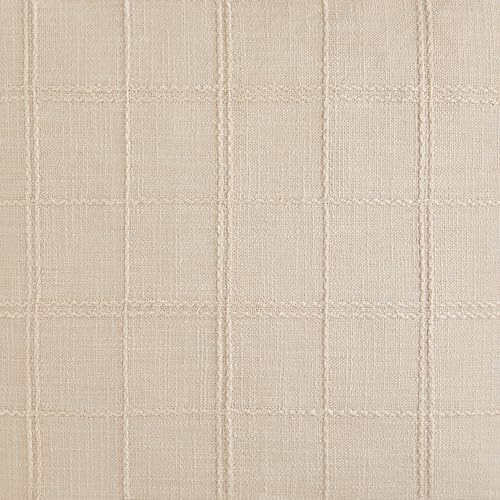 ZeeMart Linen Checked Farmhouse Table Runner, 13x48 Inches Neutral Beige