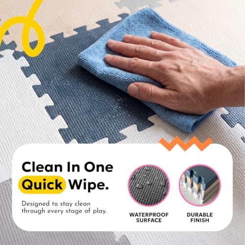 MioTetto Baby Play Mat, Soft Foam Floor Tiles for Kids. Adjustable Interlocking Foam Tiles, Fits with 74x74 Playpen Baby mat for Crawling & Development, Safe & Non-Toxic Playmat for Babies 6-12 Months