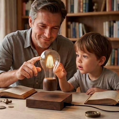 Magnetic Levitating Floating Wireless LED Light Bulb Desk Lamp for Unique Gifts, Room Night Light, Home Office Decor Tech Toys