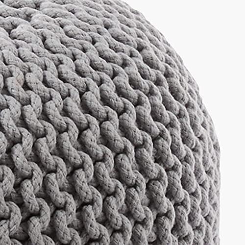 FRELISH DECOR Round Pouf Ottoman (20 Diameter x 14 Height) Light Grey