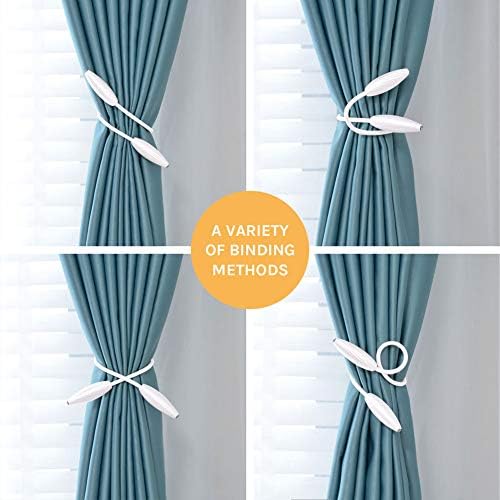 NICEEC 4 Pack DIY Curtain Tiebacks Clips Crystal Decorative Creative Twist Drape Tie Backs European Style Random Modelling Curtain Holdbacks for Home Kitchen Office Window Drapery (White)