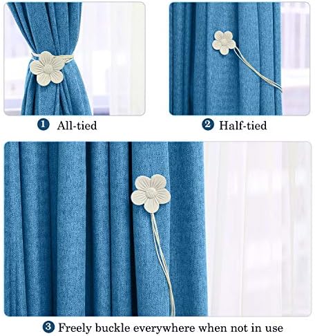 Lewondr Magnetic Curtain Tiebacks, Flower Vintage Curtain Holdbacks, White