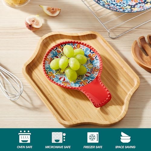 vancasso 7.7 Inch Ceramic Spoon Rest, Bohemian Stove Top, Red