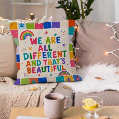 Retro Inspirational Rainbow Boy Girl Nursery Throw Pillow Cover 18x18
