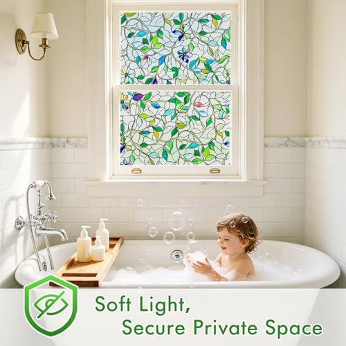 SOMWISE Frosted Window Privacy Film, Decorative Sun Heat Blocking, Anti UV