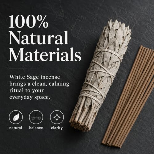 Kyoto White Sage Incense Sticks - Japanese Aroma, Ideal for Relaxation & Meditation, Approx. 60 Sticks (0.044 Pounds) - Premium Quality Incense for Spiritual & Home Use Nagomikobo