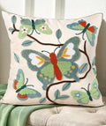 Embroidered Throw Pillow Cover 18x18 Inch, Branch Butterfly