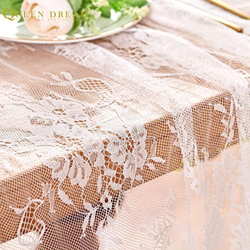 White Lace Tablecloth 60x120Inch Wedding Rectangle Table Overlay 10 Packs