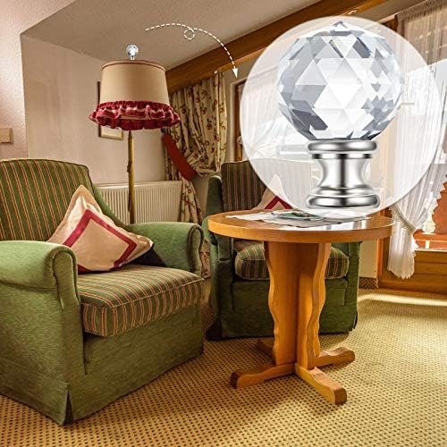 Mudder 2 Pcs Crystal Lamp Finial Diamond Knob 1-3/4 Inches,Silver Base