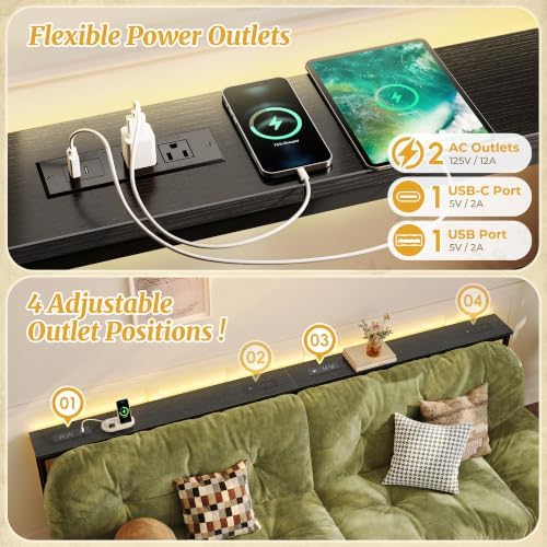 Huuger 102.4 Inch Sofa Table with LED Lights, Skinny Behind Couch Table