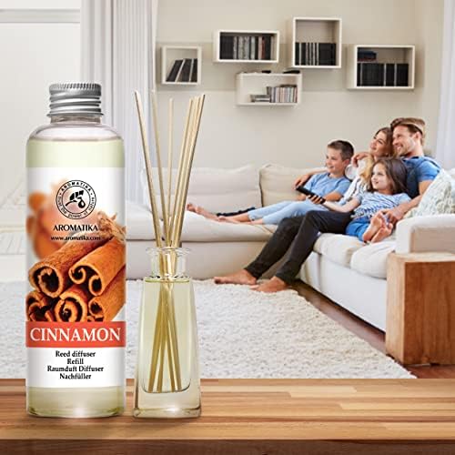 Cinnamon Reed Diffuser Refill with Natural Essential Cinnamon Oil 6.8 Fl Oz - Fresh & Long Lasting Fragrance - Reed Diffuser Oil Refill for Aromatherapy - Home - Fitness - Boutique