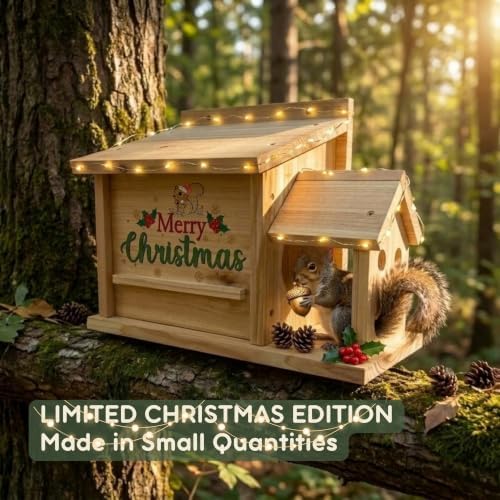 MrHN Squirrel House - Squirrel Houses for Outside Nesting (Christmas Theme)