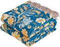 VANJOROY Boho Throw Blanket, 100% Organic Cotton Breathable Ultra Soft 50" x 60" Bed Quilt Blue Throw - All Season Bird Floral Rustic Farmhouse Decor Reversible Blanket for Couch Chair and Gift
