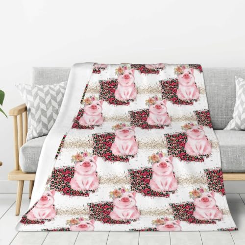 Cartoon Pig Blanket 50"x60", Soft Lightweight Throw Blanket for Kids Teens Adults, All Season Cozy Decorative Blanket for Sofa Bed Couch Travel