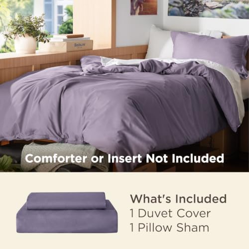 Bedsure Twin/Twin XL Duvet Cover, Double Brushed Bedding Set, Dusty Purple