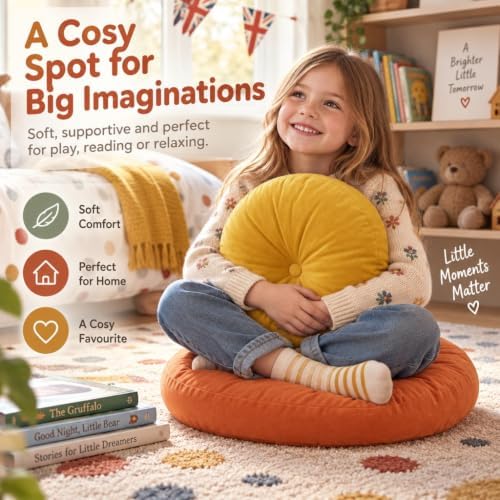 TOPCHANCES Kids Floor Cushions 6 Pack, 16" Round Classroom Seating with Handles, Waterproof Smolder-Resistant Sitting Pillows for Reading Circle Time, School & Daycare
