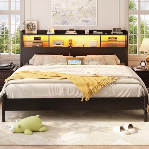 Aheaplus Headboard for King Size Bed with Storage, Black