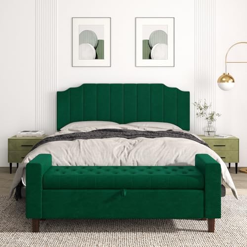 Befurtori King Size Headboard Only, Velvet Wall Mount Headboard, Jade Green