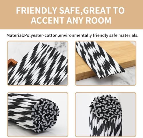 VFULIE 100PCS Reed Diffuser Sticks, Refill Replacement for Aroma Fragranc (100, Spiral Black and White)