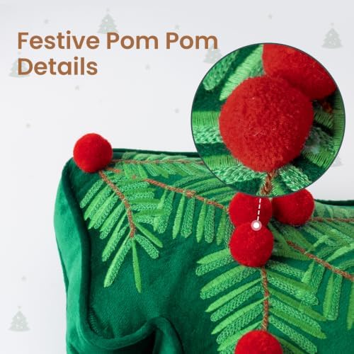 AELS Christmas House & Tree Pillow with Pom-pom, Holiday Throw Pillows
