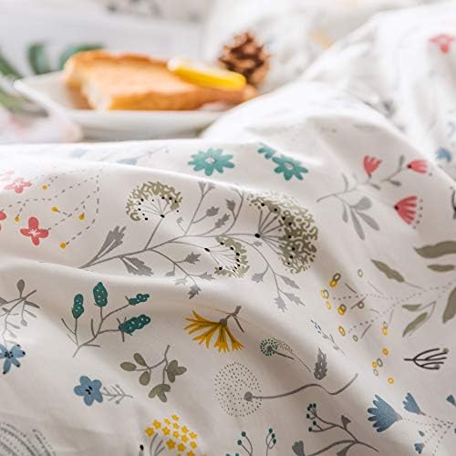 HighBuy Floral Duvet Cover King 100% Cotton Bedding Set King Girls Cottagecore Bedding 3 Piece Comforter Cover King Ultra Soft Garden Floral Duvet Cover King with Zipper Closure,4 Corner Ties