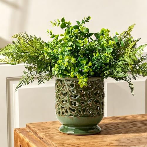 6.8" Ceramic Kitchen Utensil Holder, Utensil Crock, Green