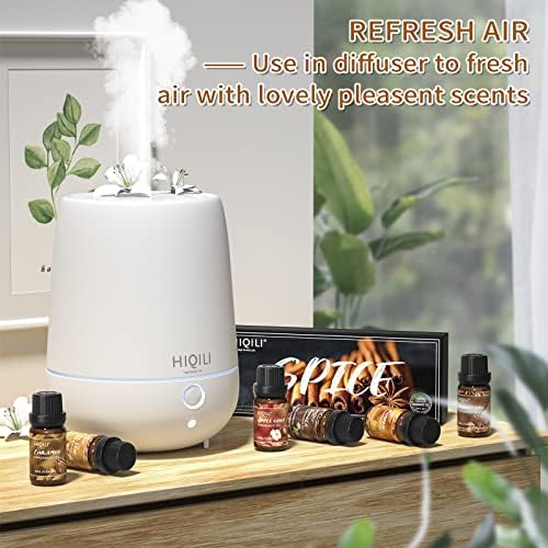 HIQILI Spice Fragrance Oil, Scented Oil 6x10ml for Candle Making Soap Slime, Fall Essential Oils for Diffuser Home, Cinnamon Pumpkin Vanilla Apple Cider Harvest Spice Fall Leaf, Christmas (Pack of 2)