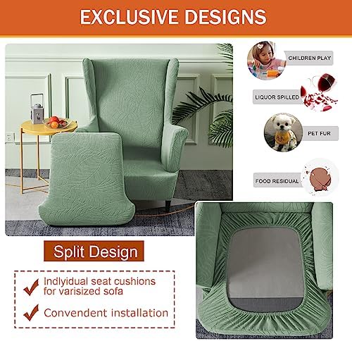 NILUOH Stretch Wingback Chair Slipcovers 2-Piece