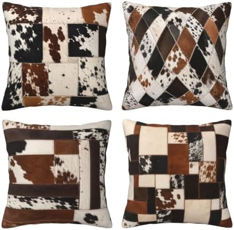 Cow Decorative Throw Pillow Covers 18x18 Inch Set of 4