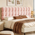 Pinmoco King Cloud-Shaped Upholstered Headboard, Teddy Fleece Pink