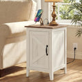 VASAGLE Side Table with Charging Station and Storage Cabinet, Nightstand