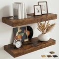 20 Inch Floating Shelves for Wall, 8"D Wood Storage Shelves, Brown Finish