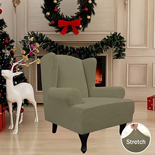 Easy-Going Stretch Large Wingback Chair Sofa Slipcover Khaki