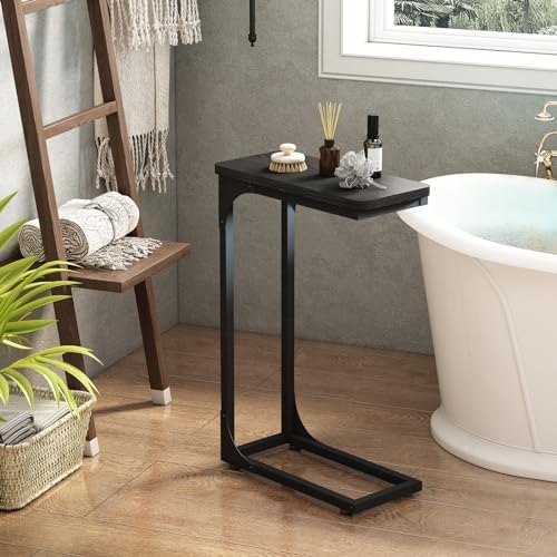 QEEIG Narrow C Table Side Tables Set of 2 (7.1" Width, Black)