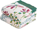 Boho Botanical Throw Blanket for Bed Sofa Decor 60"x80" White/Teal