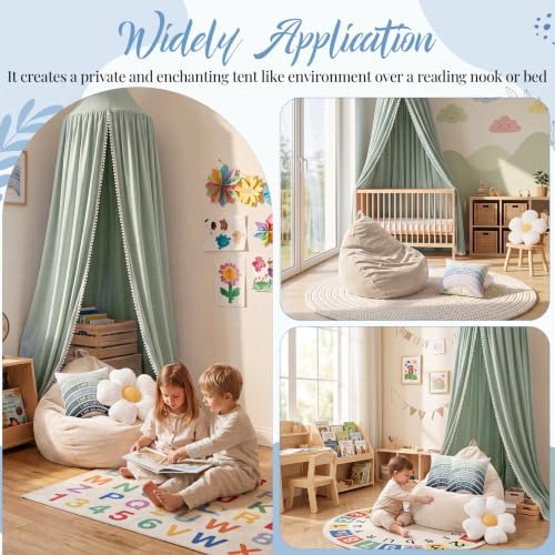 Kids Reading Nook Set with Canopy Tent, Bean Bag Cover & Pillow,Green