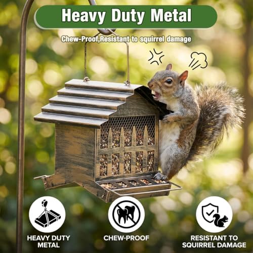 Metal Bird Feeder House Outdoor Hanging 2-Side Feeding 3 LBs Capacity