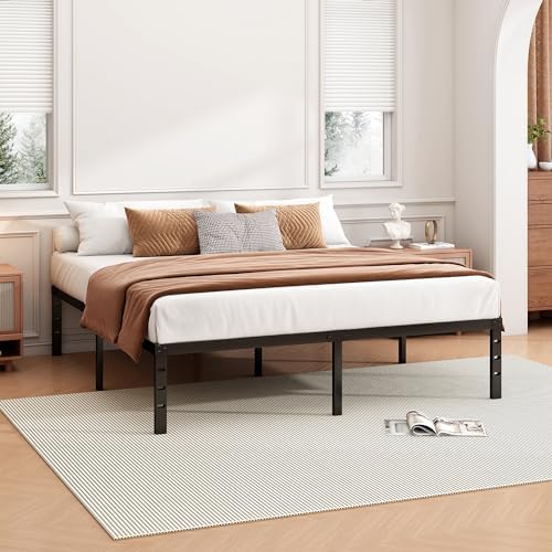 Hafenpo 18 Inch Full Bed Frame, Under Bed Storage, Black