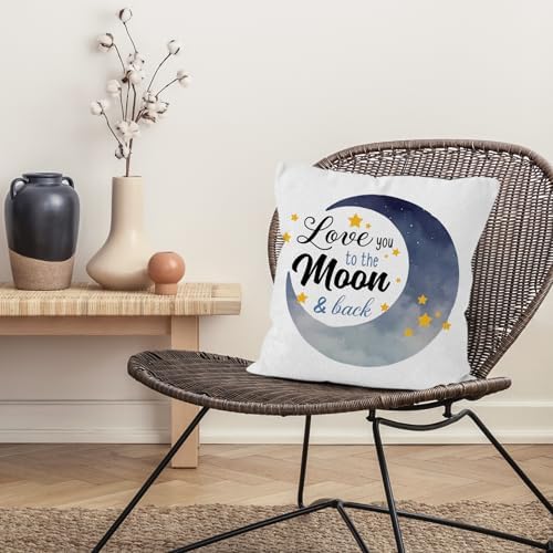 I Love You to The Moon and Back Throw Pillow Covers, Moon Pillow Covers, Love Decorative Pillow Covers for Kids Childs Room Decor, Gifts for Childs, Galaxy Stars Decor Pillow Covers 18x18