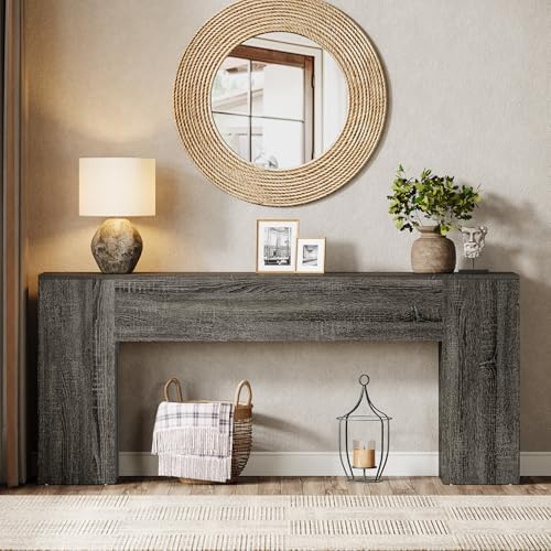 Tribesigns 71-Inch Long Console Table for Entryway, Farmhouse Sofa Console Behind Couch, Entry Table for Hallway, Foyer, Living Room, Gray