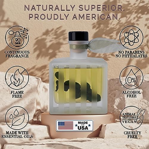 Reed Diffuser Set, Revive Eucalyptus Scented Oil Diffuser with Sticks, Home Fragrance Accessories for Bathroom Shelf Decor, Aroma Diffusers for Home or Office Desk, USA Made