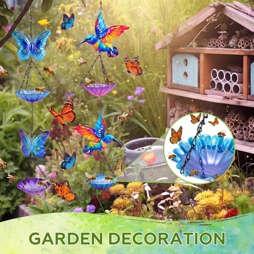 2 Pcs Mini Hanging Bird Bath, Bee Water Station, Butterfly & Hummingbird