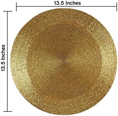 COTTON CRAFT Glitz Handmade Beaded Charger Placemats - Set of 4 - Gold