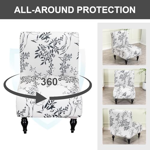Eco-Ancheng Armless Chair Slipcover Removable Armless Accent Chairs Covers Washable Armless Slipper Chair Slipcover Printed Armless Chair Furniture Protector Covers for Living Dining Room Hotel