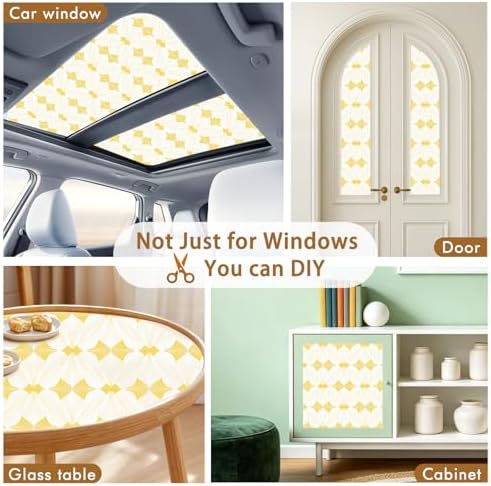 SOMWISE Frosted Window Privacy Film, Decorative Sun Heat Blocking, Anti UV